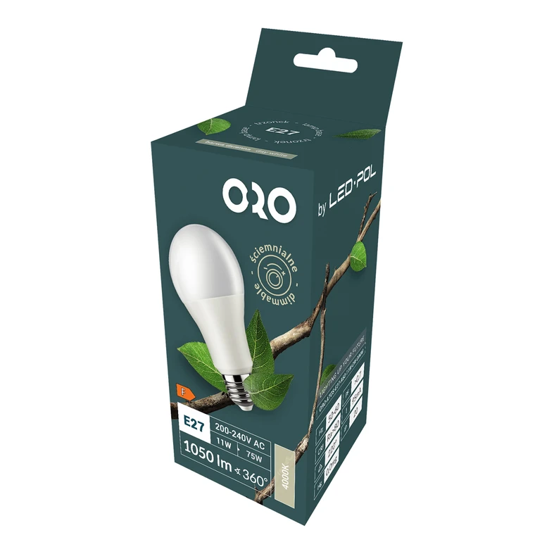 LED žárovka neutrální barvy ORO-ATOS-E27-A60-11W-DW-DIMM