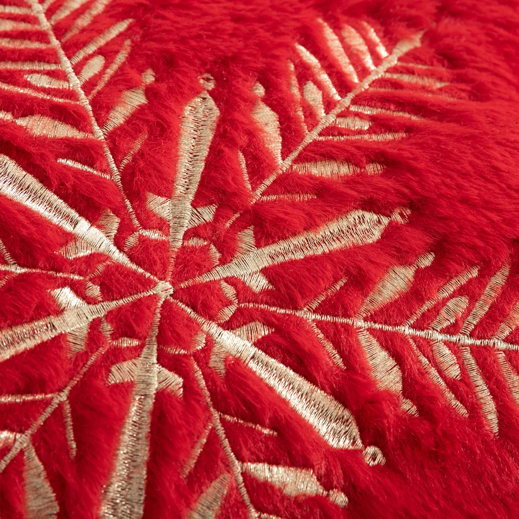 Vánoční červený polštář ve tvaru hvězdy se sněhovou vločkou STAR 35x35 cm