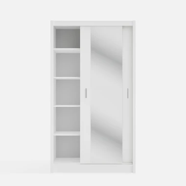 Zrcadlová šatní skříň s posuvnými dveřmi INES 120 cm bílá