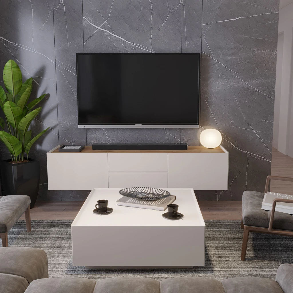 Moderní konferenční stolek se zásuvkami SKY45 kašmír