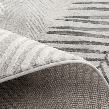 Šedo-krémový koberec s listy SUNSET 200x290 cm