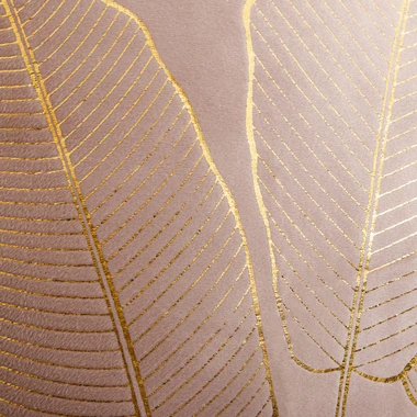 Povlak na polštář BORNEO růžový se zlatými listy 45x45 cm