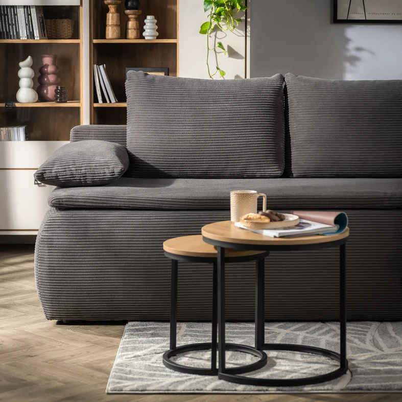 Sofa sztruksowa szara LIVSI Šedá manšestrová pohovka LIVSI