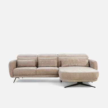 Béžová rohová sedací souprava s elektrickým nastavením hloubky BARILLO S pravá