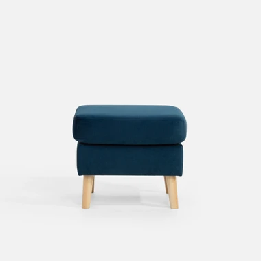 Modrý čalouněný taburet CARY