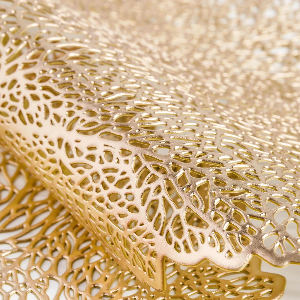 Złoty bieżnik na stół glamour w kształcie liścia