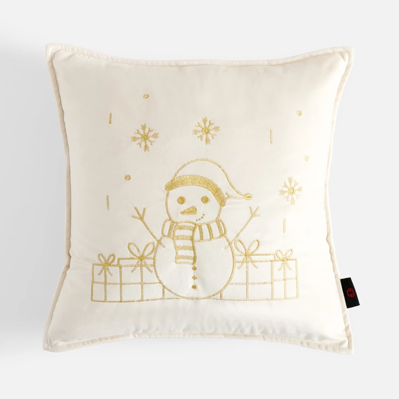 Povlak na polštář s bílým sněhulákem TWINKLE 45x45 cm