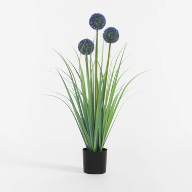 Umělá tráva v květináči 80 cm, zeleno-modrá