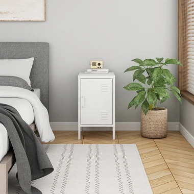 Bílý noční stolek SOLANS