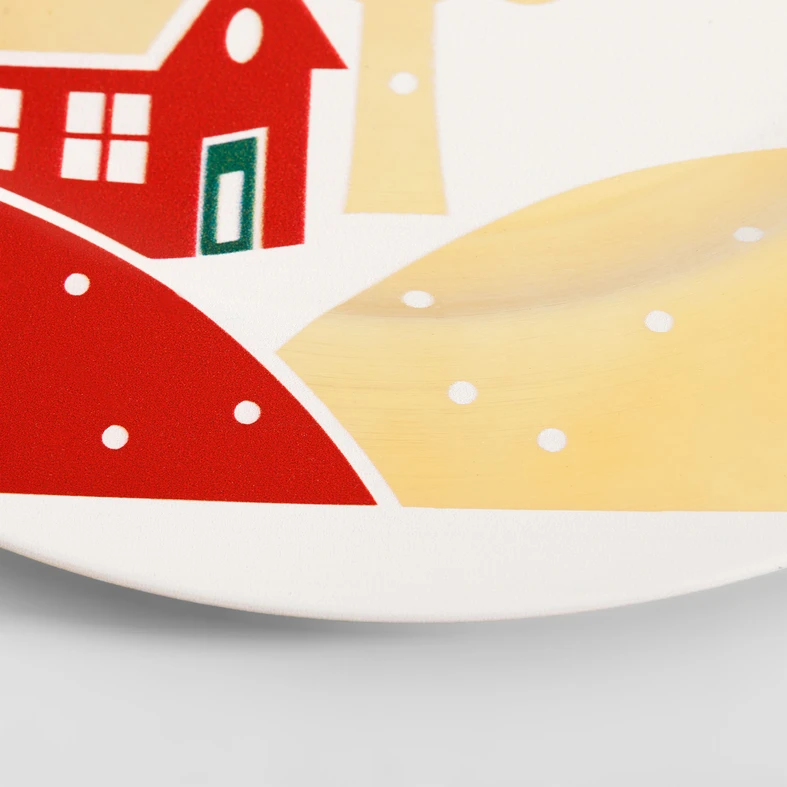 Bílý dekorativní talíř s vánočním vzorem 33 cm