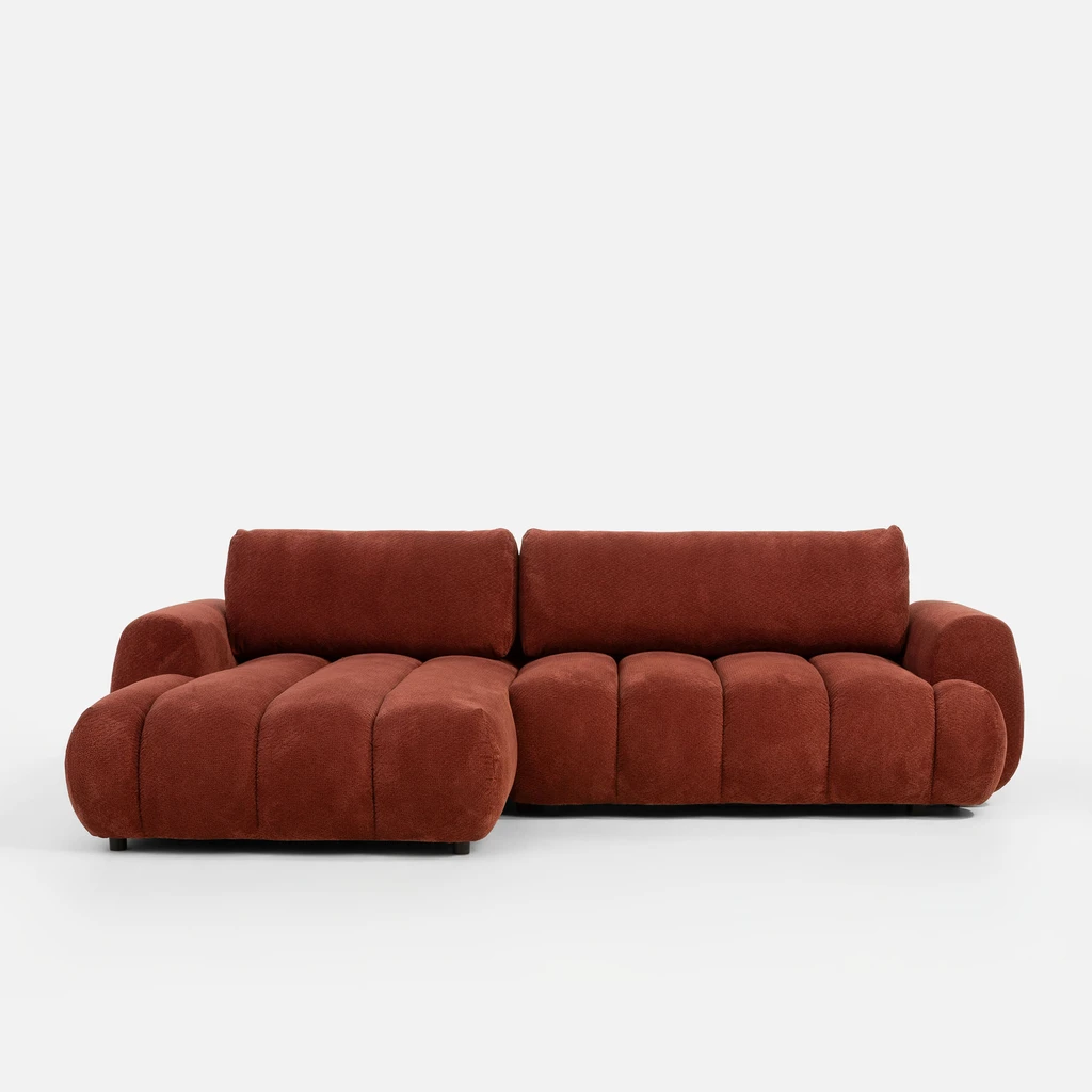 Vínová rohová sedací souprava s úložným prostorem PASSO M levá