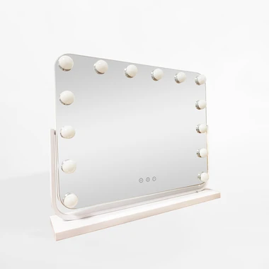 Obdélníkové bílé zrcadlo s LED osvětlením 53x12x45 cm