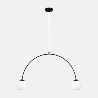 Černé závěsné svítidlo 2 kulovitá stínidla NOVA.
