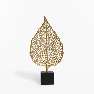 Černo-zlatá stojící dekorace LIST