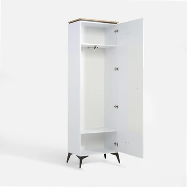 Bílá drážkovaná skříň se zrcadlem VELUTTO