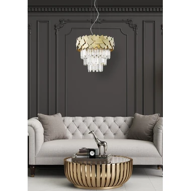 Křišťálový lustr se zlatými ozdobami QUASAR 41 cm