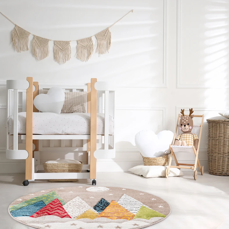 Kulatý dětský koberec BOND KIDS hory 120 cm