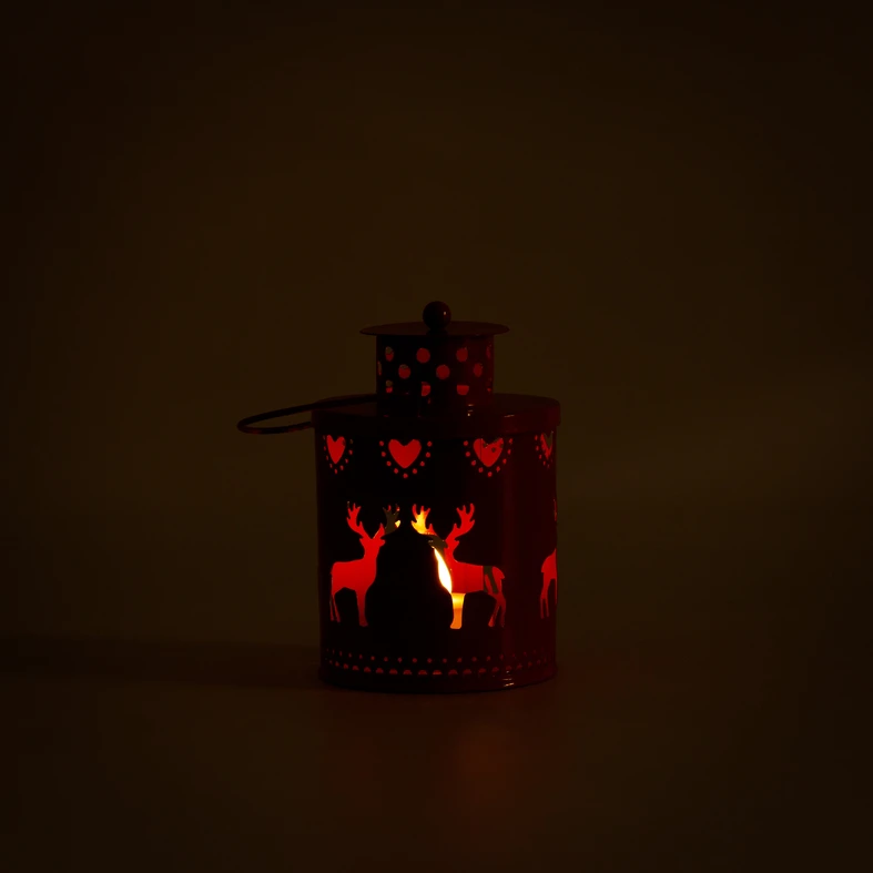 Dekorace lucerna LED červená sobi