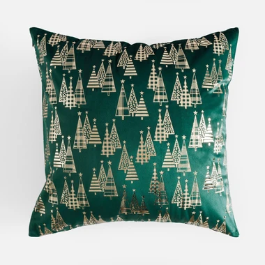 Dekorativní povlak na polštář se vzorem stromečků NUIT zelený 45x45 cm