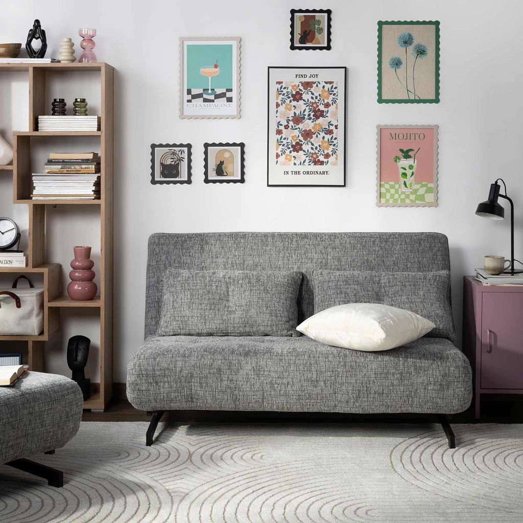 Sofa rozkładana 142 cm PIMIO szara Rozkládací pohovka PIMIO 142 cm šedá