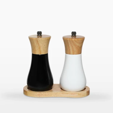 Sada 2 mlýnků na sůl a pepř, černo-bílá