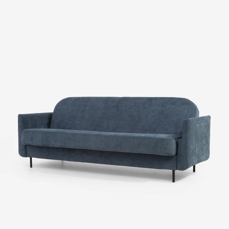 Wersalka z tapicerowanymi podłokietnikami, na czarnych nóżkach