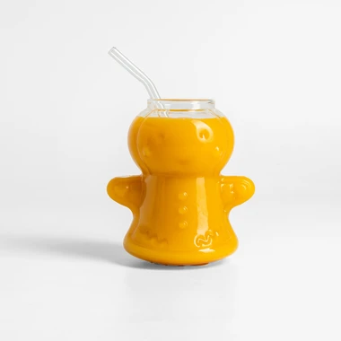 Vánoční sklenice s brčkem GINGERBREAD průhledná 400 ml