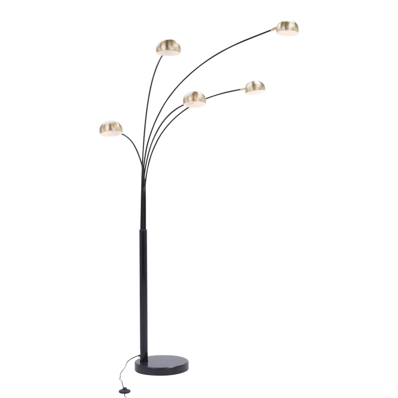 Moderní černo-zlatá stojací lampa ZODIAC 5