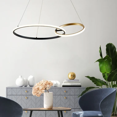 Černo-zlaté LED nástěnné svítidlo prstence RANDO