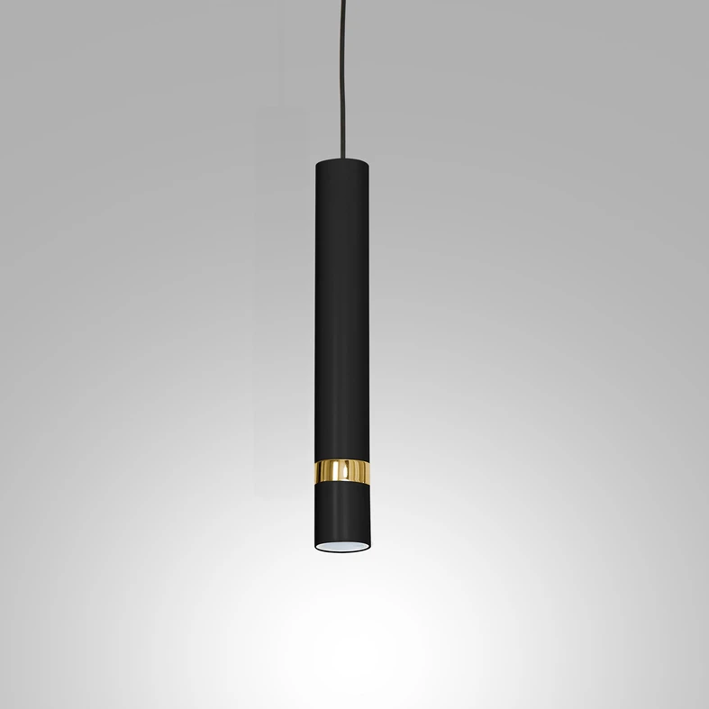Černo-zlaté závěsné svítidlo tuba ve stylu loft RENO