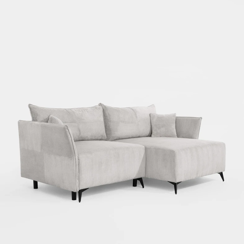 Rozkládací rohová sedačka s polštáři RAGUS světle šedá