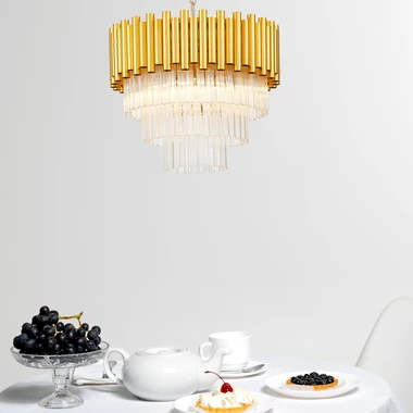 Zlaté závěsné glamour svítidlo PRIMA