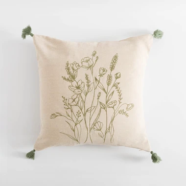 Povlak na polštář se střapci zelený FLORIA 45x45 cm