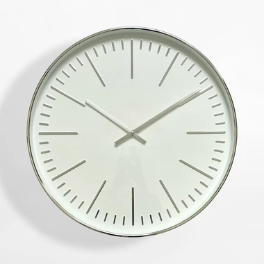 Bílo-stříbrné nástěnné hodiny 50,8 cm