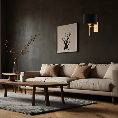 Černo-zlaté nástěnné svítidlo do obývacího pokoje ABBANO