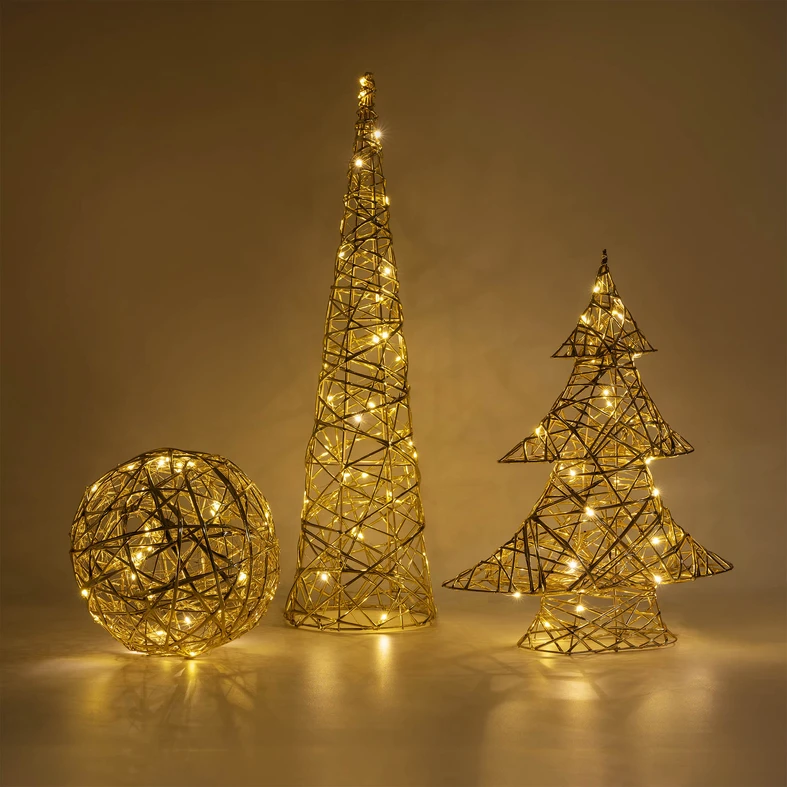 Dekorace LED koule šampaňské zlato, 20 cm