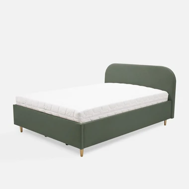 Olivová velurová postel SANTADI 90x200 cm