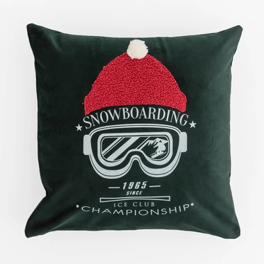 Zimní povlak na polštář SKI SPORT 45x45 cm zelený.