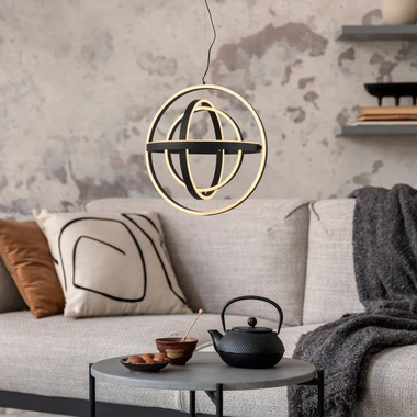 Černé LED závěsné svítidlo kruhové prstence TESS