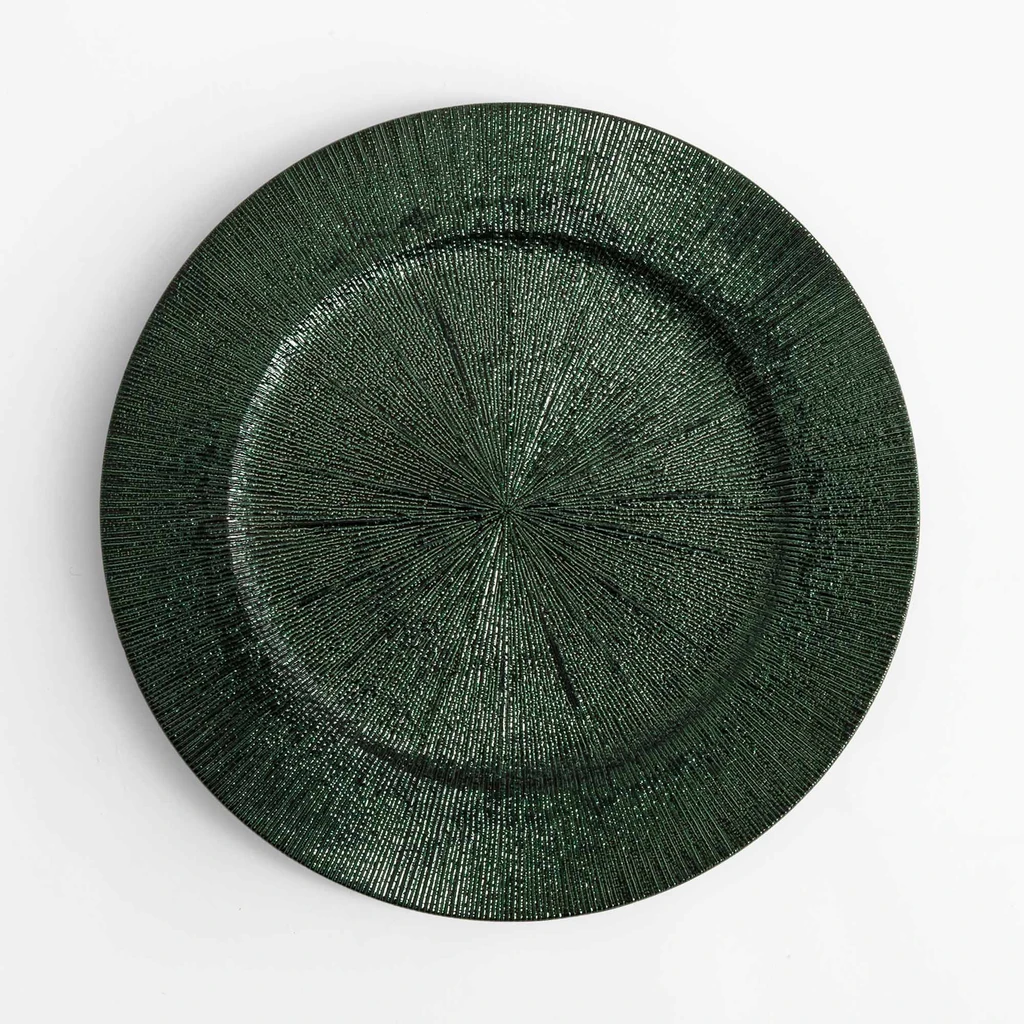 Talerz promienny podtalerz zielony 33 cm Dekorační zelený talíř 33 cm