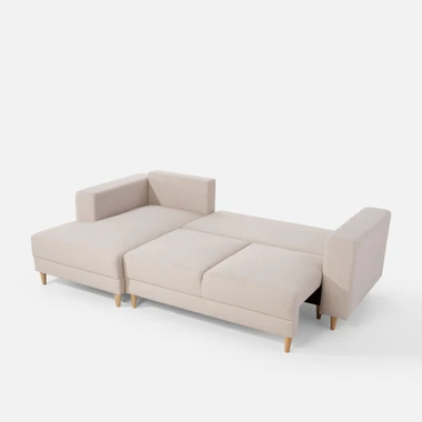 Béžová rozkládací rohová sedací souprava PERA levá