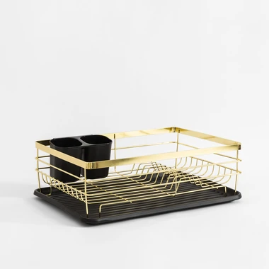 Odkapávač nádobí černo-zlatý 43x32 cm