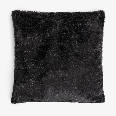 Černý chlupatý povlak na polštář glamour SHINE 45x45 cm