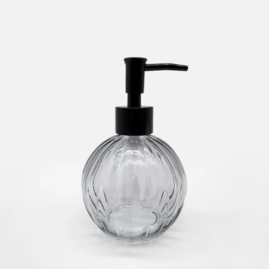 Skleněný dávkovač mýdla, šedý, 390 ml