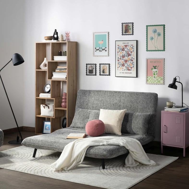 Sofa rozkładana 142 cm PIMIO szara Rozkládací pohovka PIMIO 142 cm šedá