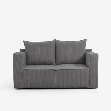 Manšestrová dvoumístná rozkládací pohovka šedá LUSO levá