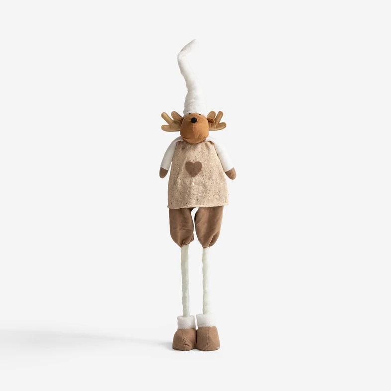 Vánoční figurka JELEN CHLAPEC šedo-bežová 80-120 cm