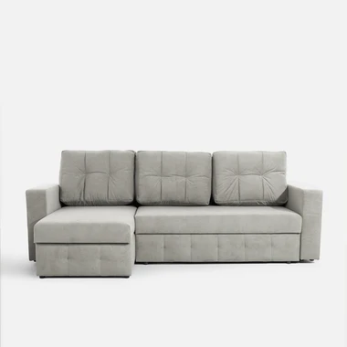 Popelavá rohová sedací souprava se 2 úložnými prostory LAVERNA