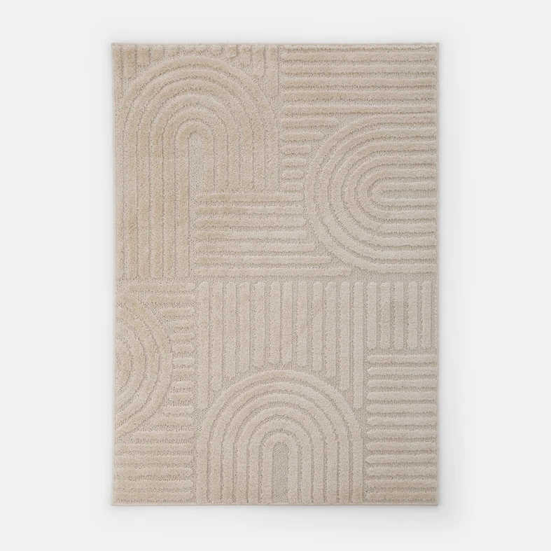 Dywan kremowy LA CASA 3D 200x290 cm wykonany z przędzy polipropylenowej.