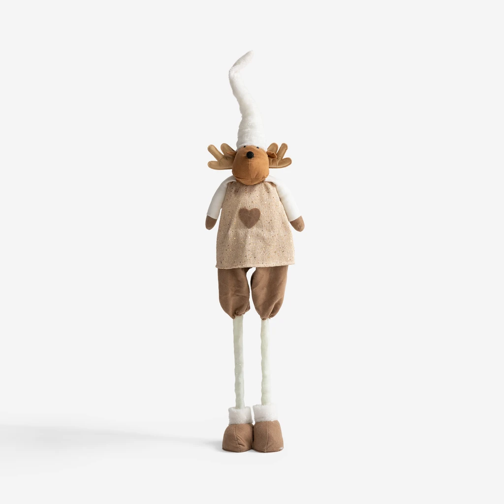 Vánoční figurka JELEN CHLAPEC šedo-bežová 80-120 cm